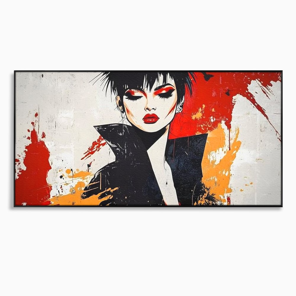 Tablou Canvas Premium, LuxCanva® G1179, Razboinica Glam,  Queen, Punk, Eleganta, Stil, Vestimentatie, Cartier, Club, Show, Muzica, Adrenalina, Umbre, Buze, Birou, Living, Dormitor