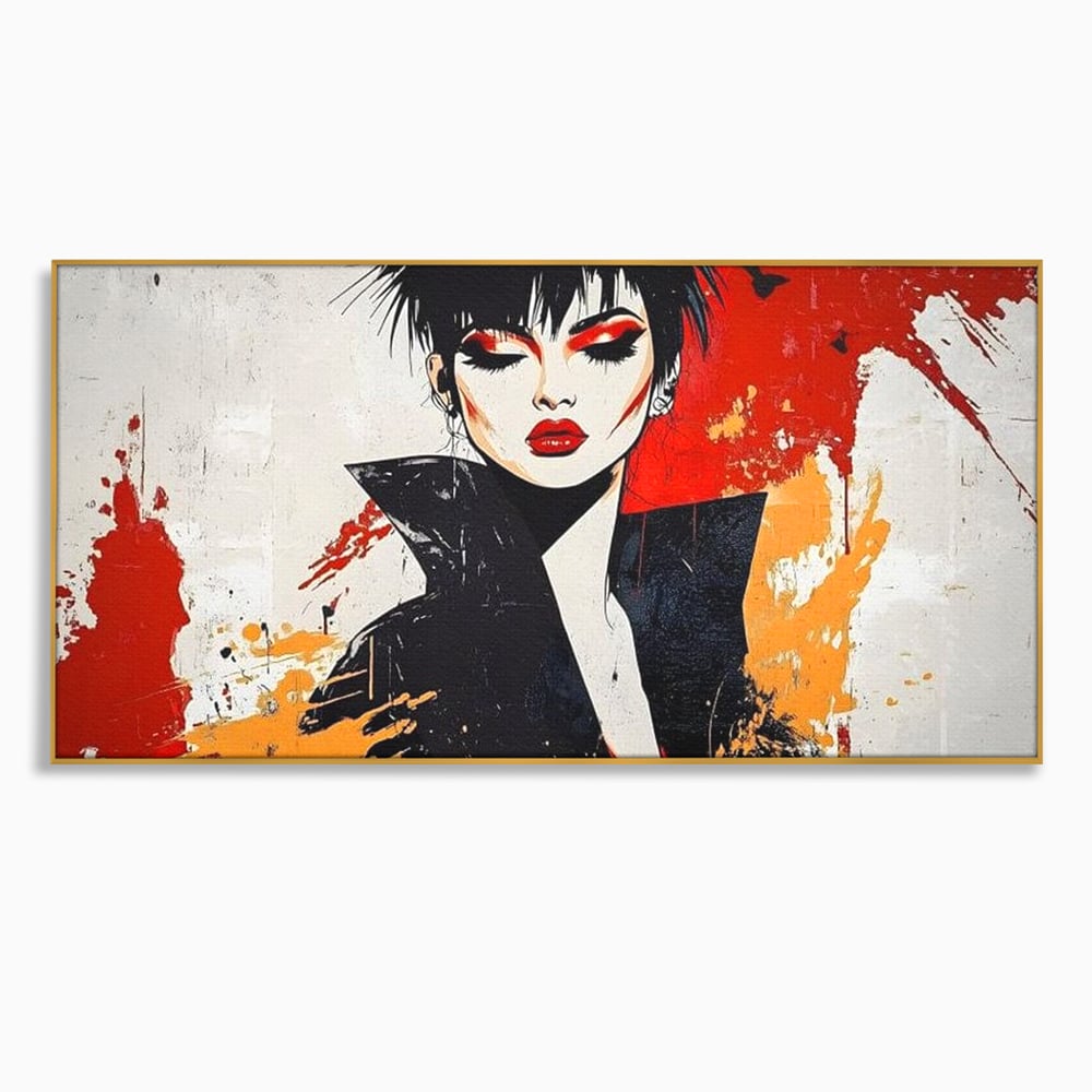 Tablou Canvas Premium, LuxCanva® G1179, Razboinica Glam,  Queen, Punk, Eleganta, Stil, Vestimentatie, Cartier, Club, Show, Muzica, Adrenalina, Umbre, Buze, Birou, Living, Dormitor