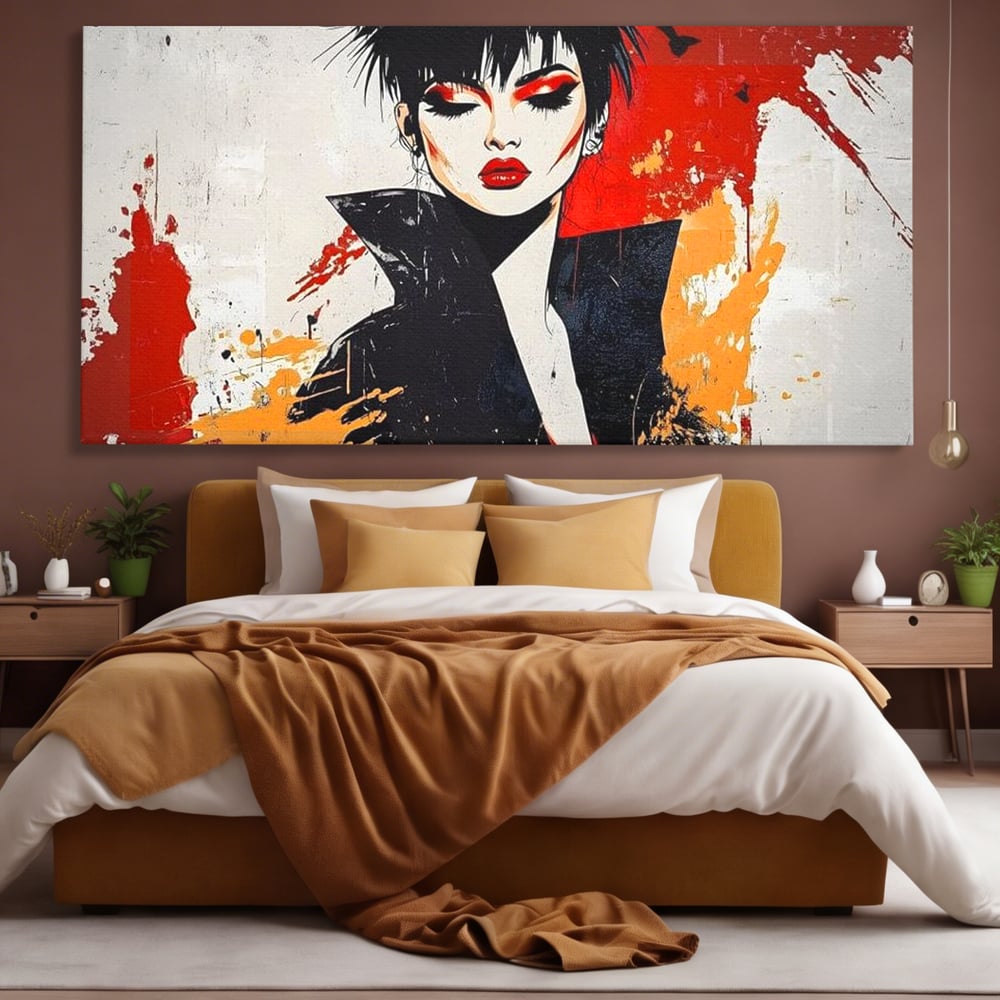 Tablou Canvas Premium, LuxCanva® G1179, Razboinica Glam,  Queen, Punk, Eleganta, Stil, Vestimentatie, Cartier, Club, Show, Muzica, Adrenalina, Umbre, Buze, Birou, Living, Dormitor