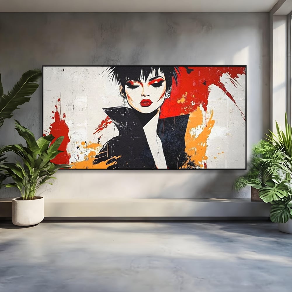 Tablou Canvas Premium, LuxCanva® G1179, Razboinica Glam,  Queen, Punk, Eleganta, Stil, Vestimentatie, Cartier, Club, Show, Muzica, Adrenalina, Umbre, Buze, Birou, Living, Dormitor