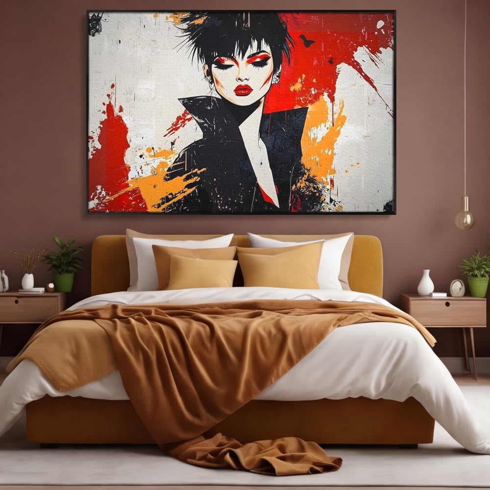 Tablou Canvas Premium, LuxCanva® G1179, Razboinica Glam,  Queen, Punk, Eleganta, Stil, Vestimentatie, Cartier, Club, Show, Muzica, Adrenalina, Umbre, Buze, Birou, Living, Dormitor