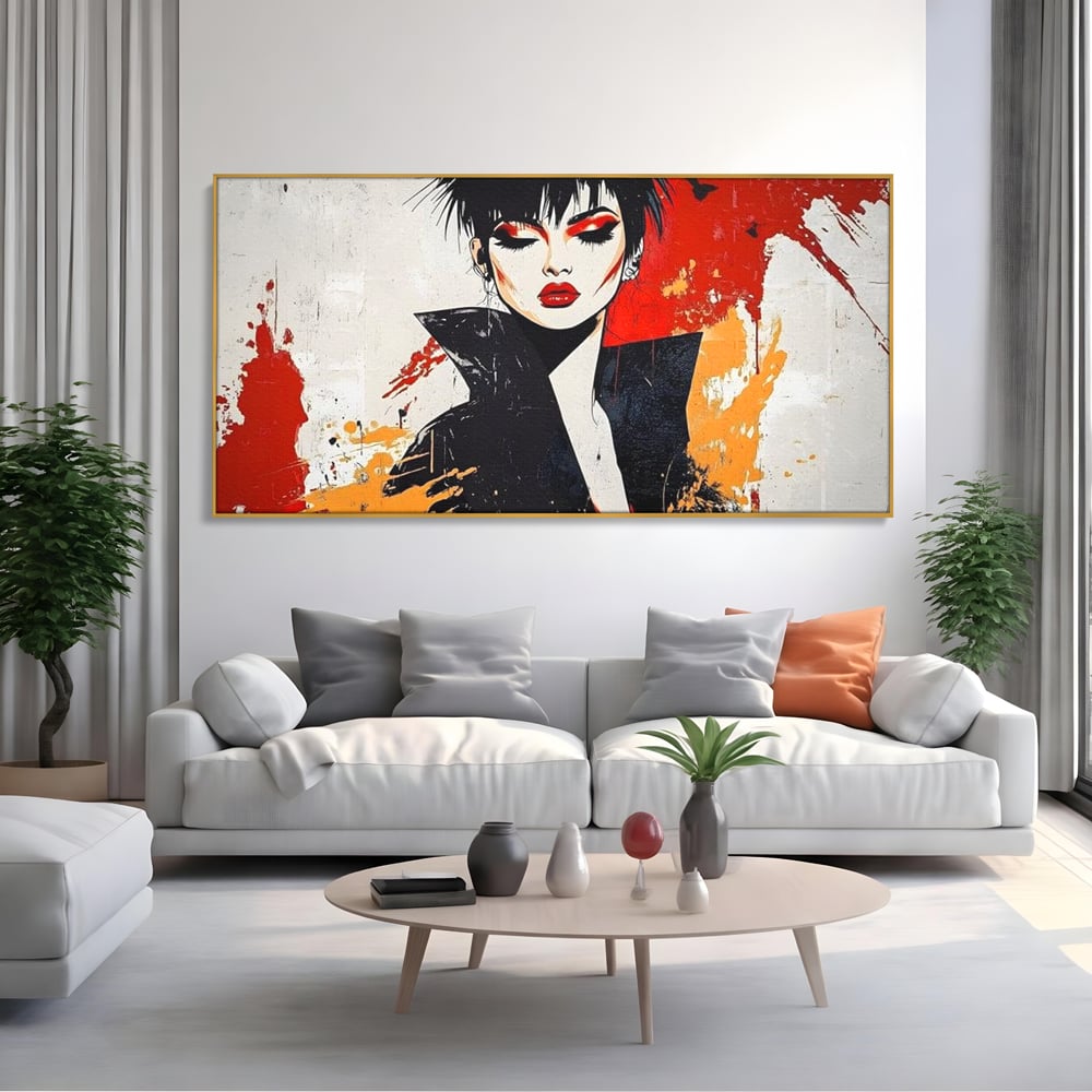 Tablou Canvas Premium, LuxCanva® G1179, Razboinica Glam,  Queen, Punk, Eleganta, Stil, Vestimentatie, Cartier, Club, Show, Muzica, Adrenalina, Umbre, Buze, Birou, Living, Dormitor