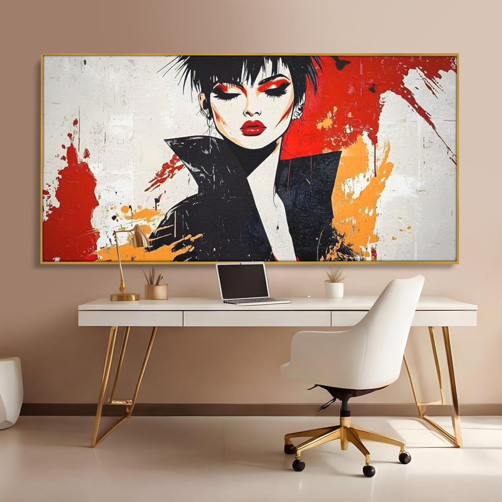 Tablou Canvas Premium, LuxCanva® G1179, Razboinica Glam,  Queen, Punk, Eleganta, Stil, Vestimentatie, Cartier, Club, Show, Muzica, Adrenalina, Umbre, Buze, Birou, Living, Dormitor