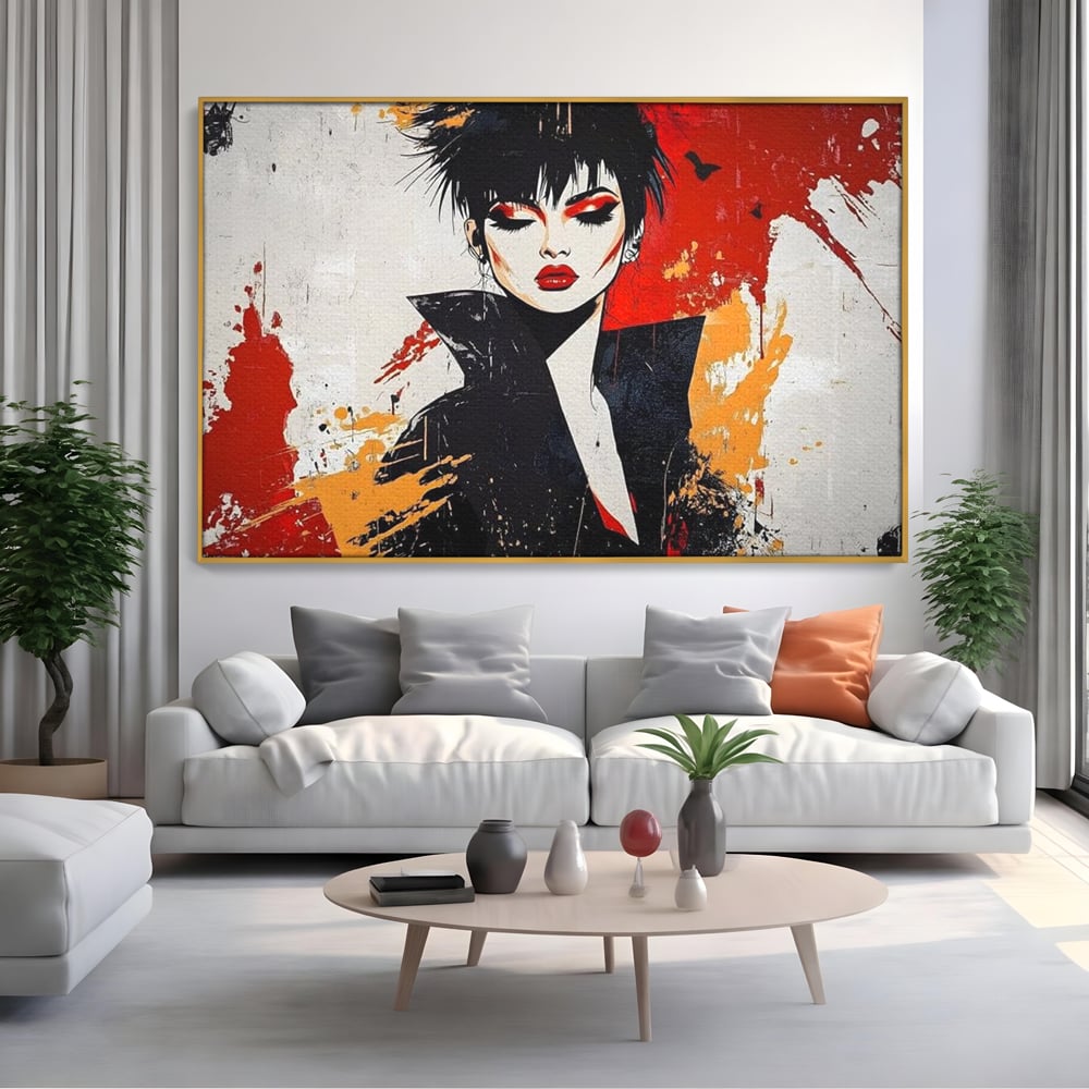 Tablou Canvas Premium, LuxCanva® G1179, Razboinica Glam,  Queen, Punk, Eleganta, Stil, Vestimentatie, Cartier, Club, Show, Muzica, Adrenalina, Umbre, Buze, Birou, Living, Dormitor