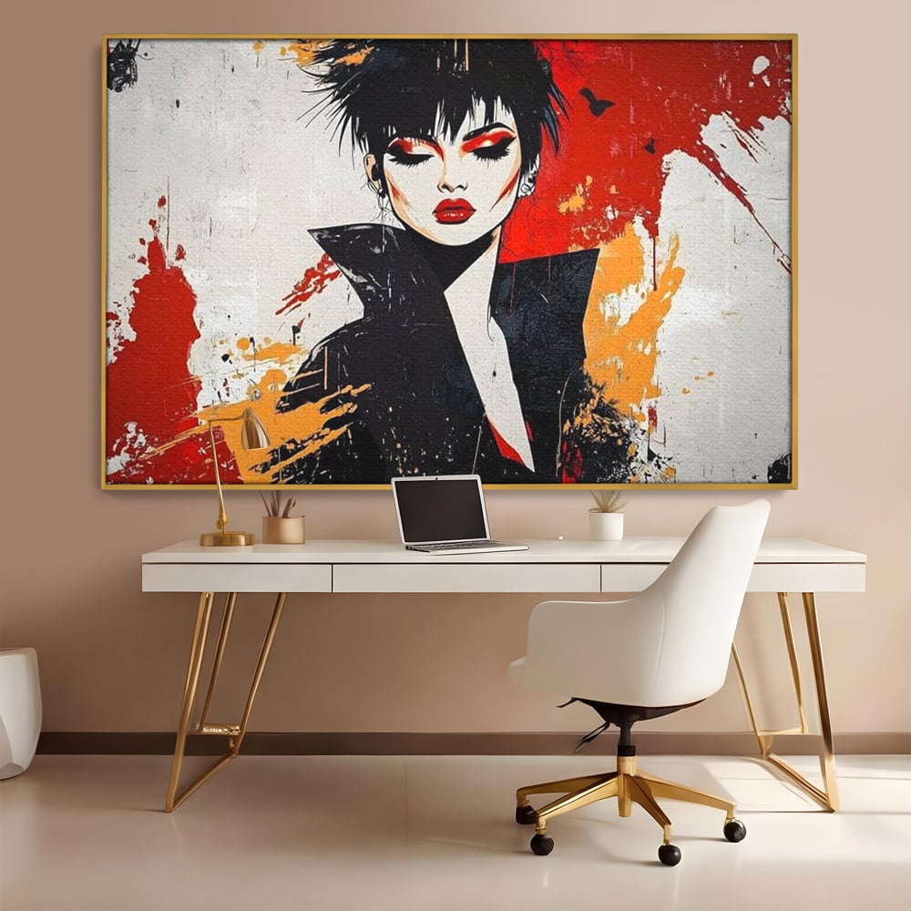 Tablou Canvas Premium, LuxCanva® G1179, Razboinica Glam,  Queen, Punk, Eleganta, Stil, Vestimentatie, Cartier, Club, Show, Muzica, Adrenalina, Umbre, Buze, Birou, Living, Dormitor