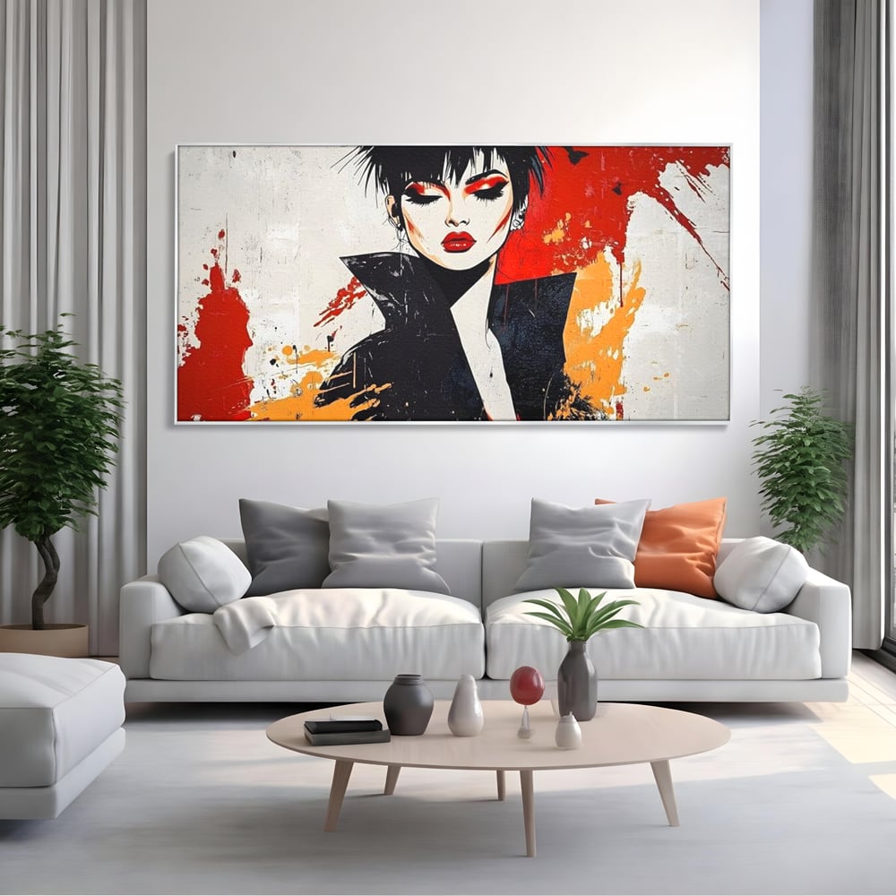 Tablou Canvas Premium, LuxCanva® G1179, Razboinica Glam,  Queen, Punk, Eleganta, Stil, Vestimentatie, Cartier, Club, Show, Muzica, Adrenalina, Umbre, Buze, Birou, Living, Dormitor