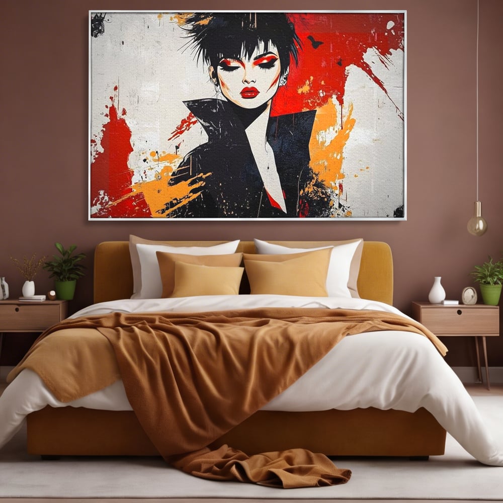 Tablou Canvas Premium, LuxCanva® G1179, Razboinica Glam,  Queen, Punk, Eleganta, Stil, Vestimentatie, Cartier, Club, Show, Muzica, Adrenalina, Umbre, Buze, Birou, Living, Dormitor