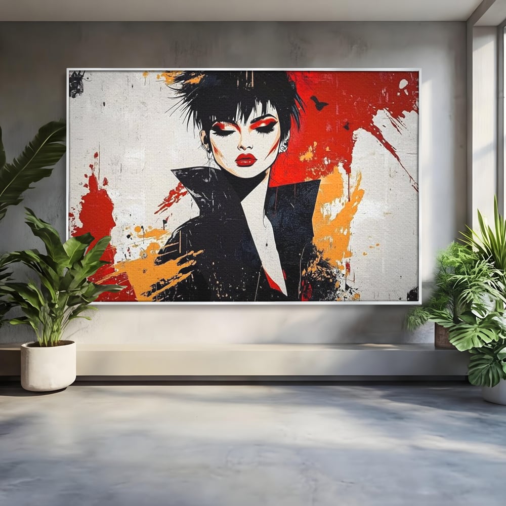 Tablou Canvas Premium, LuxCanva® G1179, Razboinica Glam,  Queen, Punk, Eleganta, Stil, Vestimentatie, Cartier, Club, Show, Muzica, Adrenalina, Umbre, Buze, Birou, Living, Dormitor