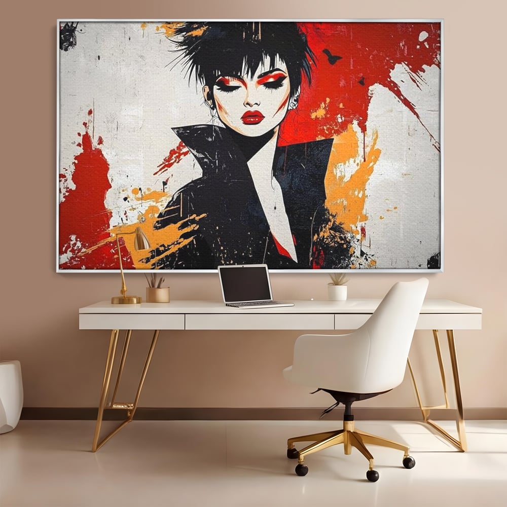 Tablou Canvas Premium, LuxCanva® G1179, Razboinica Glam,  Queen, Punk, Eleganta, Stil, Vestimentatie, Cartier, Club, Show, Muzica, Adrenalina, Umbre, Buze, Birou, Living, Dormitor
