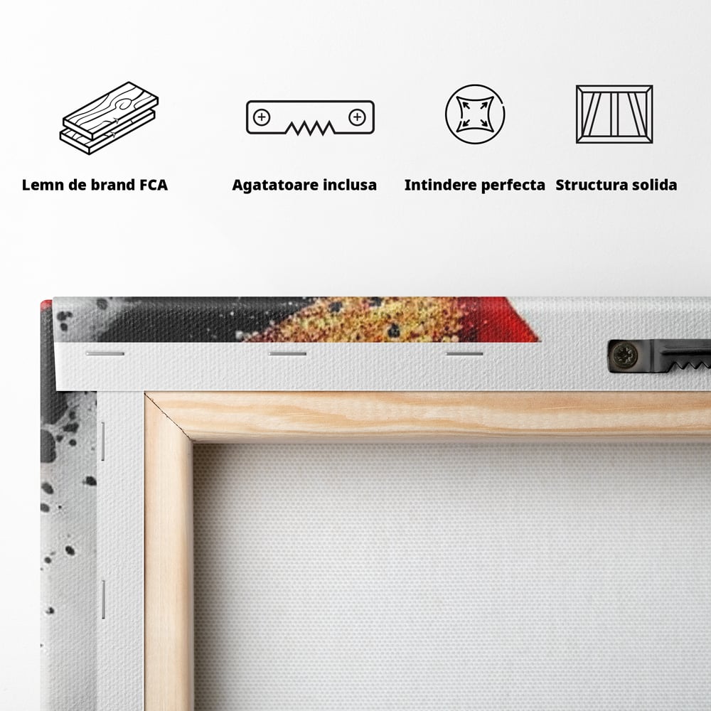 Tablou Canvas Premium, LuxCanva® G1180, Privirea care Curge, Ochi, Gene, Lacrimi, Tacere, Durere, Emotie, Drama, Rosu, Galben, Negru, Stropi, Suferinta, Birou, Living, Dormitor