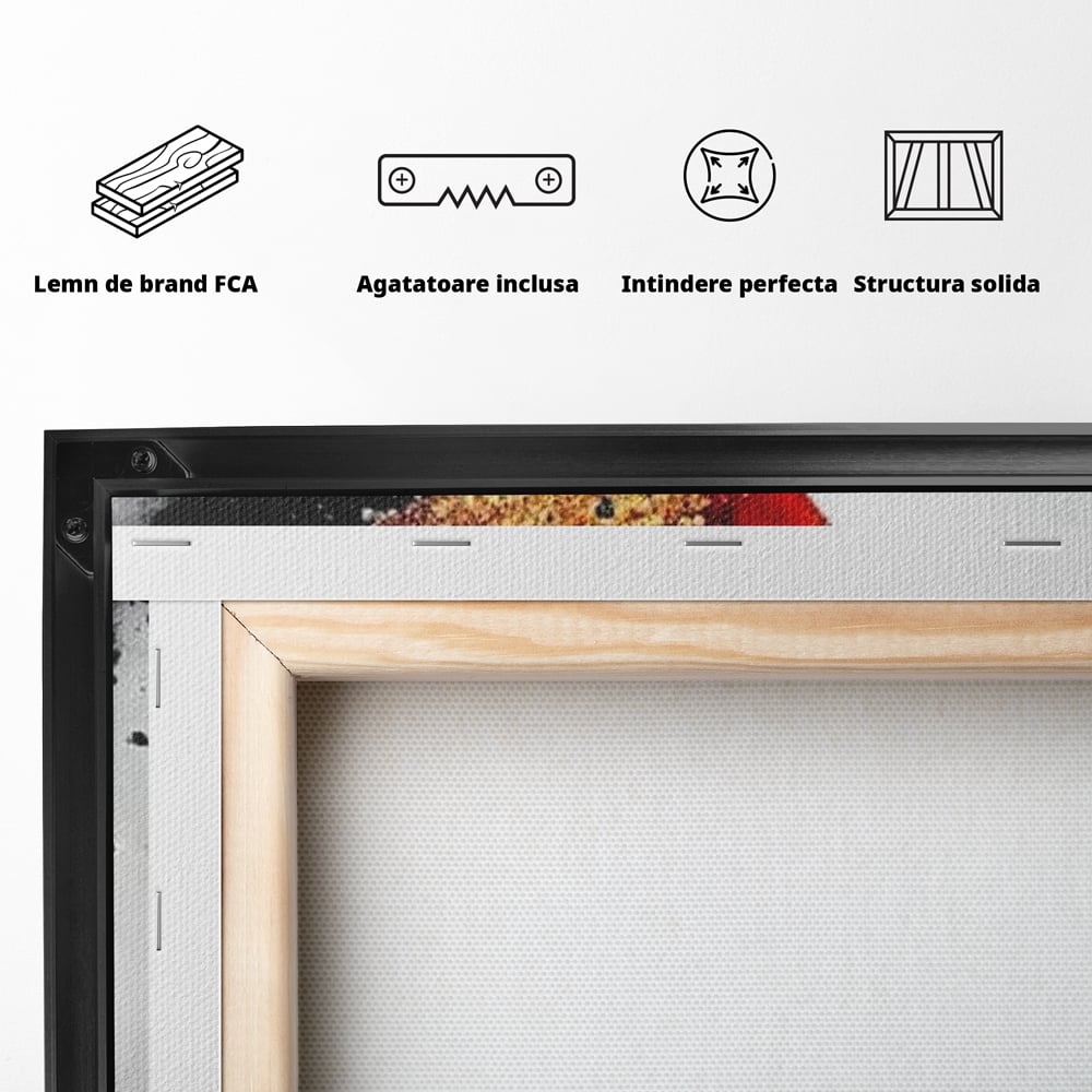 Tablou Canvas Premium, LuxCanva® G1180, Privirea care Curge, Ochi, Gene, Lacrimi, Tacere, Durere, Emotie, Drama, Rosu, Galben, Negru, Stropi, Suferinta, Birou, Living, Dormitor