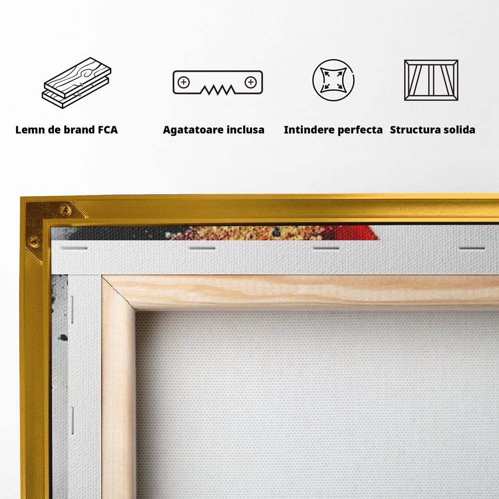 Tablou Canvas Premium, LuxCanva® G1180, Privirea care Curge, Ochi, Gene, Lacrimi, Tacere, Durere, Emotie, Drama, Rosu, Galben, Negru, Stropi, Suferinta, Birou, Living, Dormitor