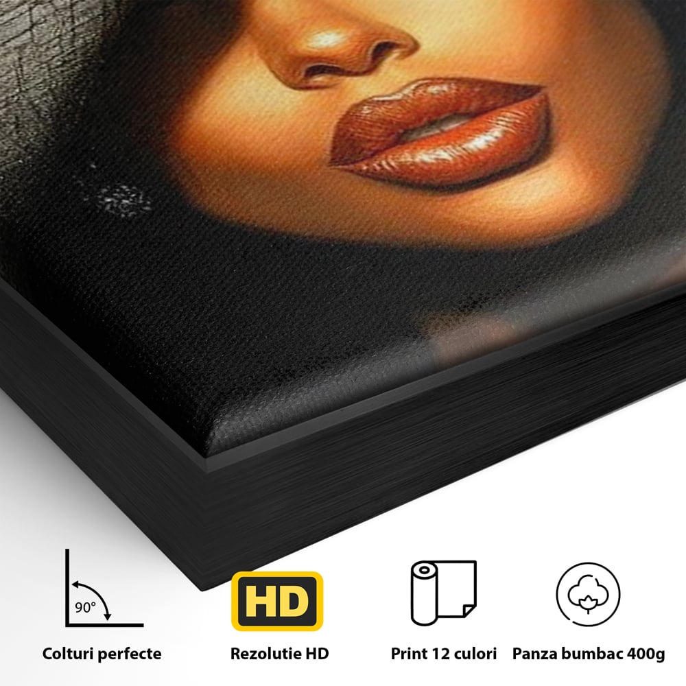 Tablou Canvas Premium, LuxCanva® G1181, Doamna cu Palarie de Argint, Lemn, Eleganta, Glamour, Enigmatica, Noblete, Editorial, Tacere, Arta, Fashion, Sarm, Icon, Chip, Birou, Living, Dormitor