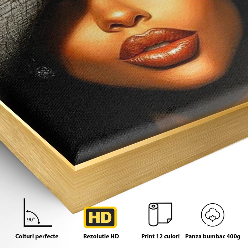 Tablou Canvas Premium, LuxCanva® G1181, Doamna cu Palarie de Argint, Lemn, Eleganta, Glamour, Enigmatica, Noblete, Editorial, Tacere, Arta, Fashion, Sarm, Icon, Chip, Birou, Living, Dormitor
