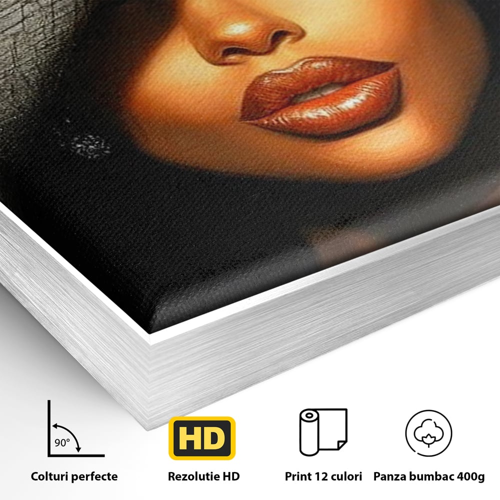 Tablou Canvas Premium, LuxCanva® G1181, Doamna cu Palarie de Argint, Lemn, Eleganta, Glamour, Enigmatica, Noblete, Editorial, Tacere, Arta, Fashion, Sarm, Icon, Chip, Birou, Living, Dormitor