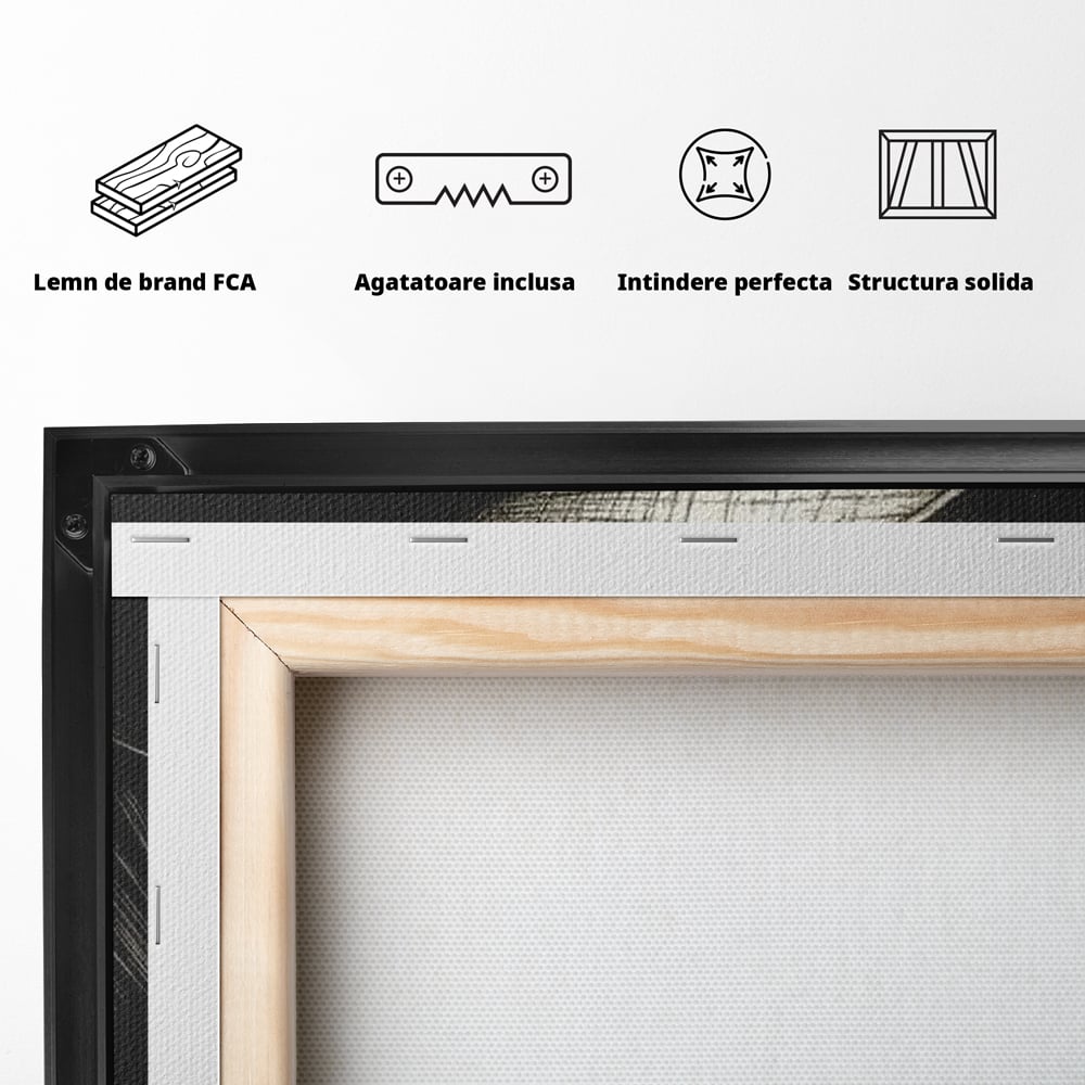 Tablou Canvas Premium, LuxCanva® G1181, Doamna cu Palarie de Argint, Lemn, Eleganta, Glamour, Enigmatica, Noblete, Editorial, Tacere, Arta, Fashion, Sarm, Icon, Chip, Birou, Living, Dormitor