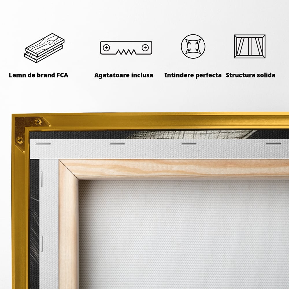 Tablou Canvas Premium, LuxCanva® G1181, Doamna cu Palarie de Argint, Lemn, Eleganta, Glamour, Enigmatica, Noblete, Editorial, Tacere, Arta, Fashion, Sarm, Icon, Chip, Birou, Living, Dormitor