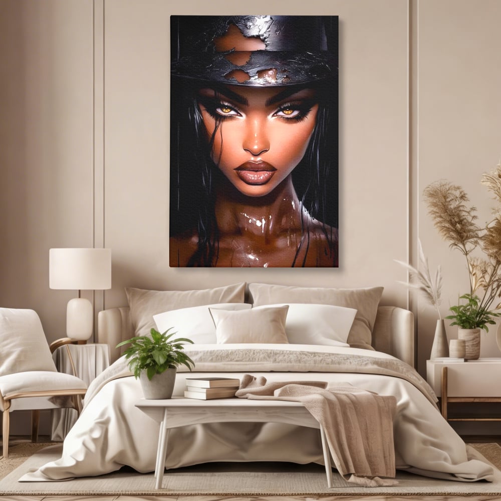 Tablou Canvas Premium, LuxCanva® G1185, Privirea care Topeste, Foc, Privire, Hipnotic, Salbatica, Patrunzatoare, Periculos, Luciu, Dark, Glam, Senzual, Privire, Birou, Living, Dormitor