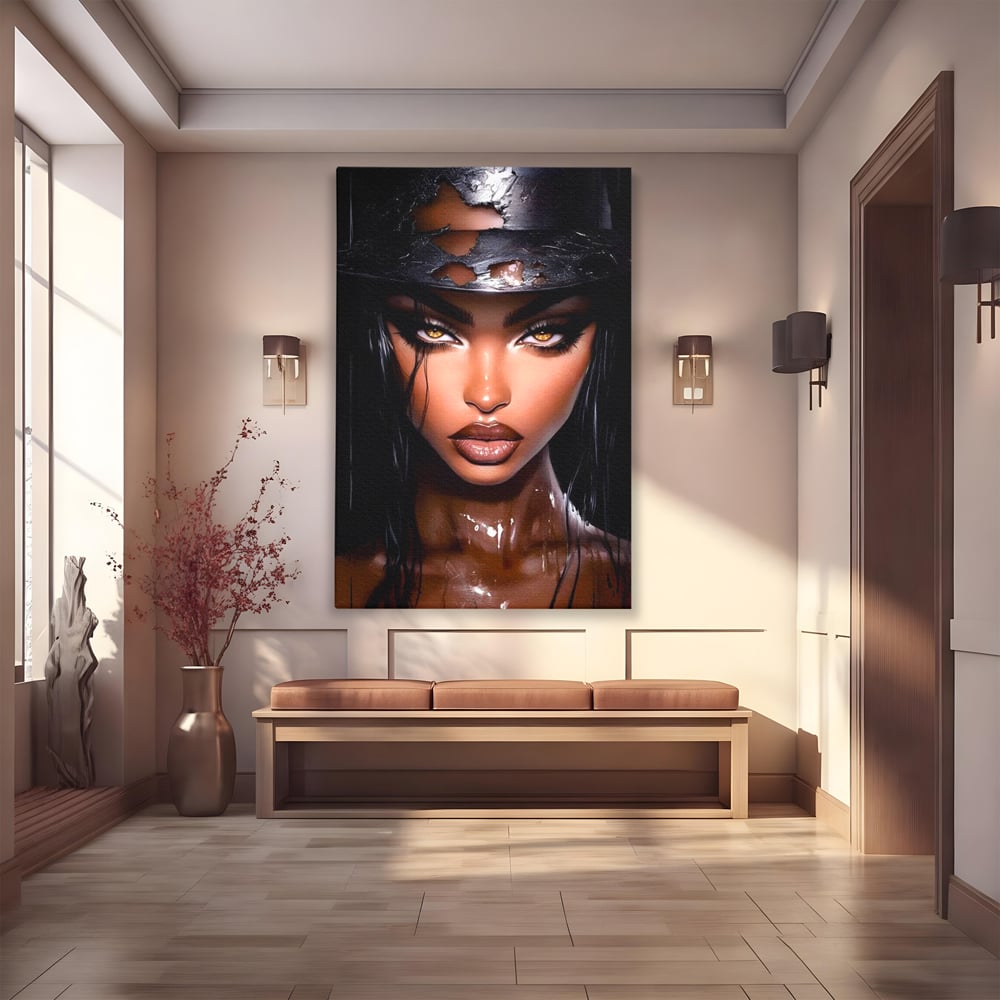 Tablou Canvas Premium, LuxCanva® G1185, Privirea care Topeste, Foc, Privire, Hipnotic, Salbatica, Patrunzatoare, Periculos, Luciu, Dark, Glam, Senzual, Privire, Birou, Living, Dormitor