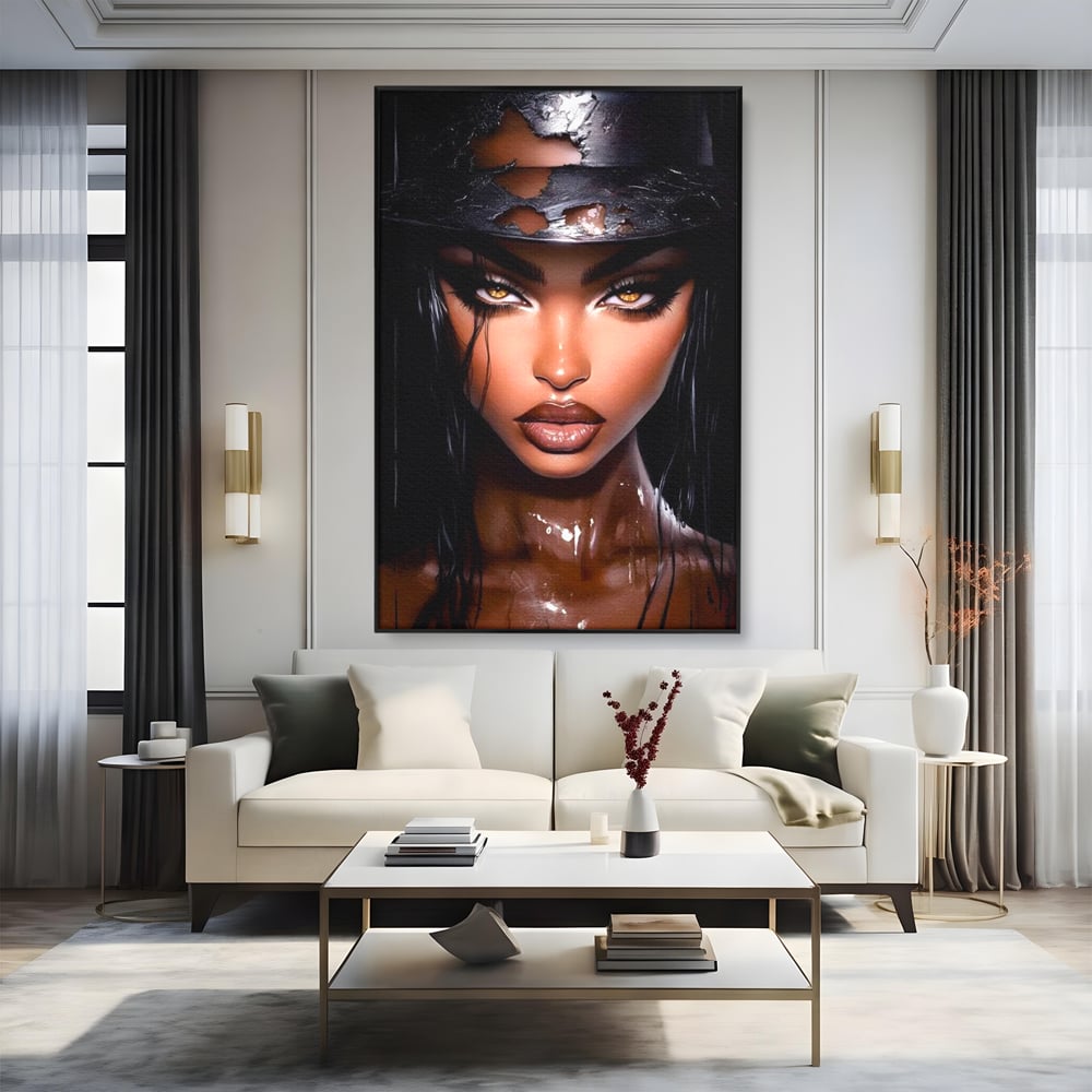 Tablou Canvas Premium, LuxCanva® G1185, Privirea care Topeste, Foc, Privire, Hipnotic, Salbatica, Patrunzatoare, Periculos, Luciu, Dark, Glam, Senzual, Privire, Birou, Living, Dormitor