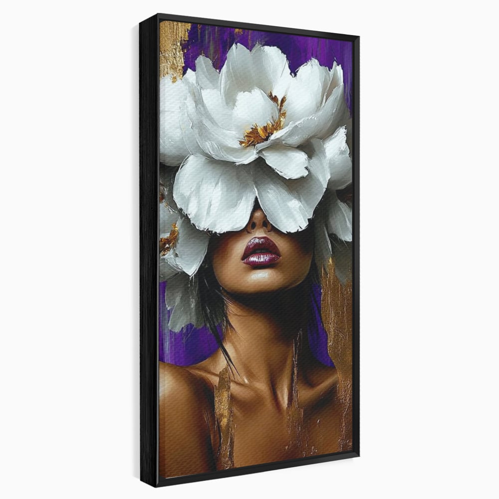 Tablou Canvas Premium, LuxCanva® G1187, Petale in Amurg Violet, Aur, Alb, Mov, Petale, Corola, Regina, Imperial, Tacere, Imaculat, Luxuriant, Eteric, Frumusete, Vis, Birou, Living, Dormitor