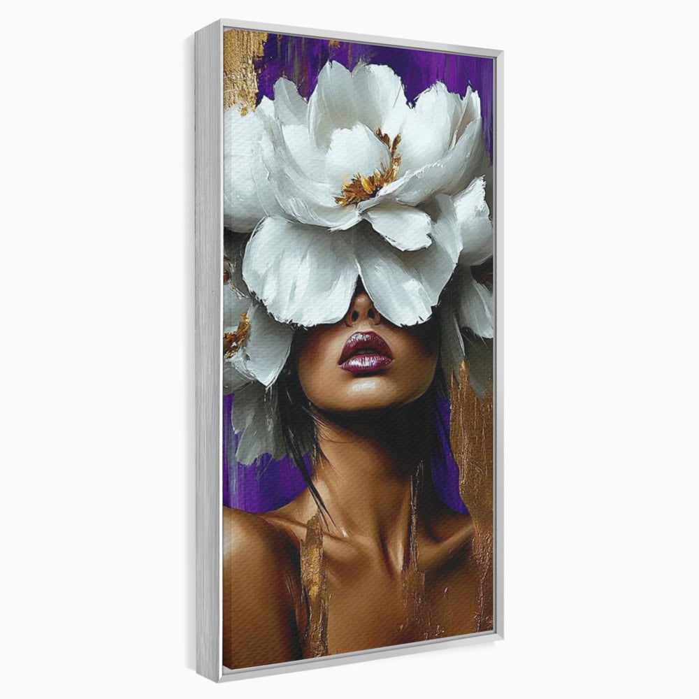 Tablou Canvas Premium, LuxCanva® G1187, Petale in Amurg Violet, Aur, Alb, Mov, Petale, Corola, Regina, Imperial, Tacere, Imaculat, Luxuriant, Eteric, Frumusete, Vis, Birou, Living, Dormitor