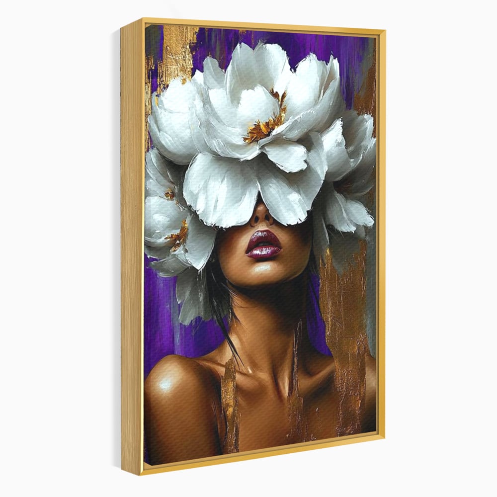 Tablou Canvas Premium, LuxCanva® G1187, Petale in Amurg Violet, Aur, Alb, Mov, Petale, Corola, Regina, Imperial, Tacere, Imaculat, Luxuriant, Eteric, Frumusete, Vis, Birou, Living, Dormitor