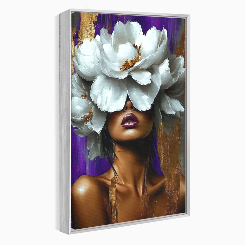 Tablou Canvas Premium, LuxCanva® G1187, Petale in Amurg Violet, Aur, Alb, Mov, Petale, Corola, Regina, Imperial, Tacere, Imaculat, Luxuriant, Eteric, Frumusete, Vis, Birou, Living, Dormitor