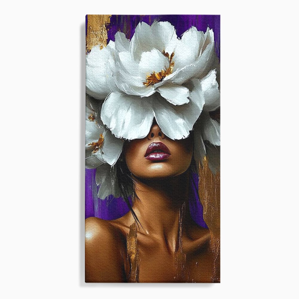 Tablou Canvas Premium, LuxCanva® G1187, Petale in Amurg Violet, Aur, Alb, Mov, Petale, Corola, Regina, Imperial, Tacere, Imaculat, Luxuriant, Eteric, Frumusete, Vis, Birou, Living, Dormitor
