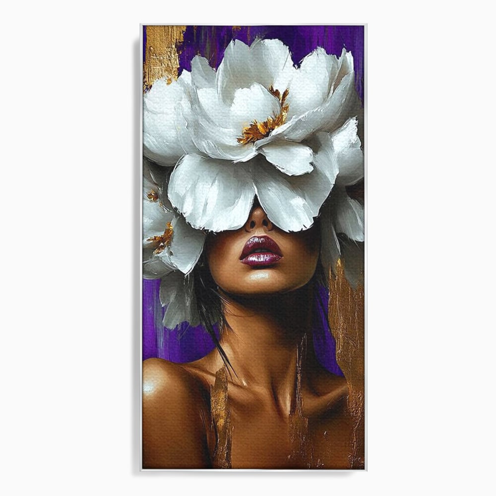 Tablou Canvas Premium, LuxCanva® G1187, Petale in Amurg Violet, Aur, Alb, Mov, Petale, Corola, Regina, Imperial, Tacere, Imaculat, Luxuriant, Eteric, Frumusete, Vis, Birou, Living, Dormitor