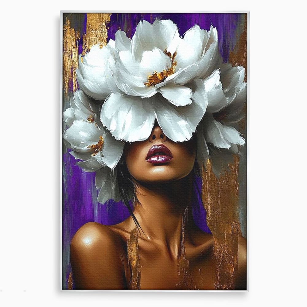 Tablou Canvas Premium, LuxCanva® G1187, Petale in Amurg Violet, Aur, Alb, Mov, Petale, Corola, Regina, Imperial, Tacere, Imaculat, Luxuriant, Eteric, Frumusete, Vis, Birou, Living, Dormitor
