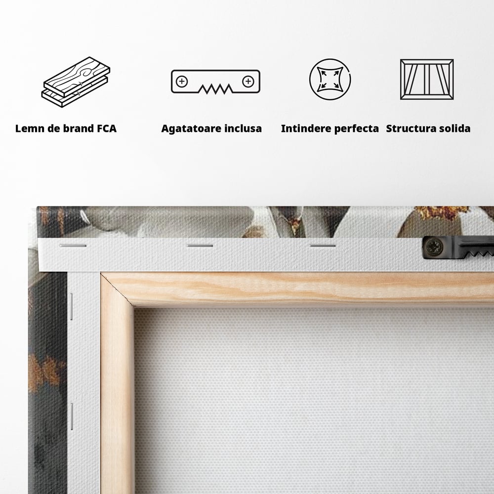 Tablou Canvas Premium, LuxCanva® G1188, Magnolii si Piele, Fragil, Jacheta, Piele, Senzualitate, Fashion, Art, Forta, Gratie, Monocrom, Taina, Trup, Atitudine, Birou, Living, Dormitor