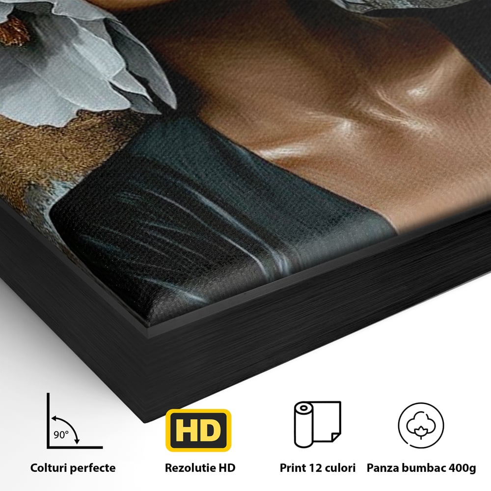 Tablou Canvas Premium, LuxCanva® G1189, Imparateasa Tacuta, Petale, Aur, Ochelari, Piele, Feminitate, Puternica, Lux, Silueta, Tacere, Liniste, Glamour, Artistic, Birou, Living, Dormitor