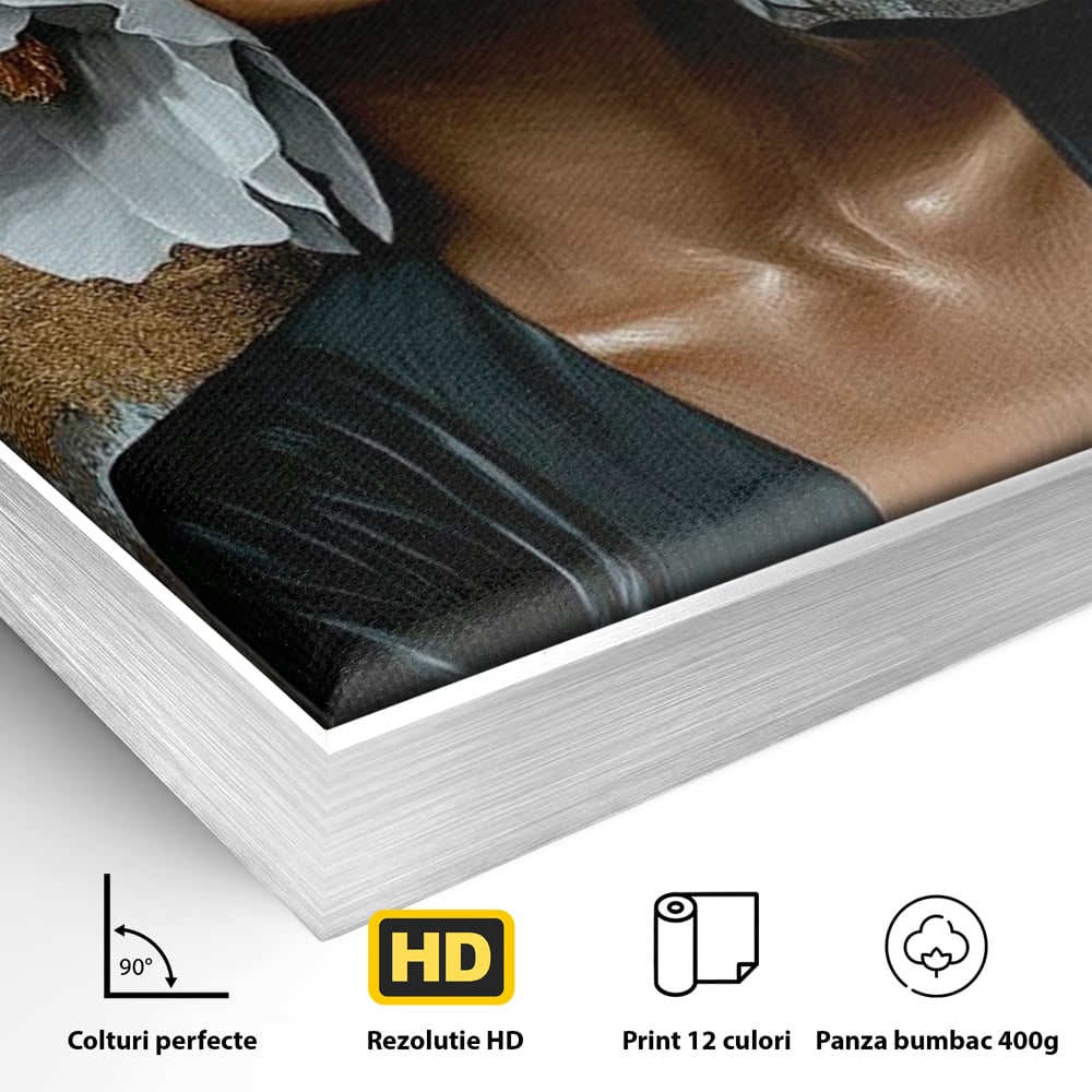 Tablou Canvas Premium, LuxCanva® G1189, Imparateasa Tacuta, Petale, Aur, Ochelari, Piele, Feminitate, Puternica, Lux, Silueta, Tacere, Liniste, Glamour, Artistic, Birou, Living, Dormitor