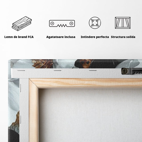 Tablou Canvas Premium, LuxCanva® G1189, Imparateasa Tacuta, Petale, Aur, Ochelari, Piele, Feminitate, Puternica, Lux, Silueta, Tacere, Liniste, Glamour, Artistic, Birou, Living, Dormitor