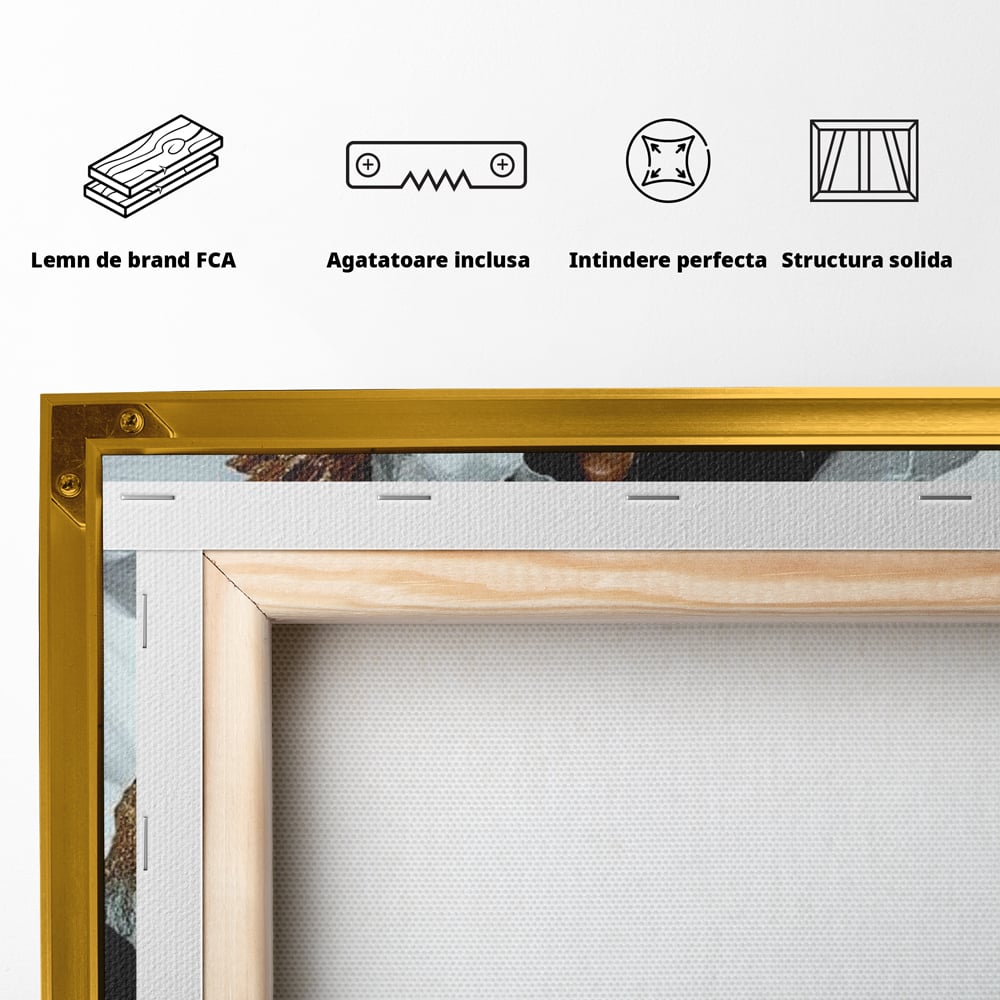 Tablou Canvas Premium, LuxCanva® G1189, Imparateasa Tacuta, Petale, Aur, Ochelari, Piele, Feminitate, Puternica, Lux, Silueta, Tacere, Liniste, Glamour, Artistic, Birou, Living, Dormitor