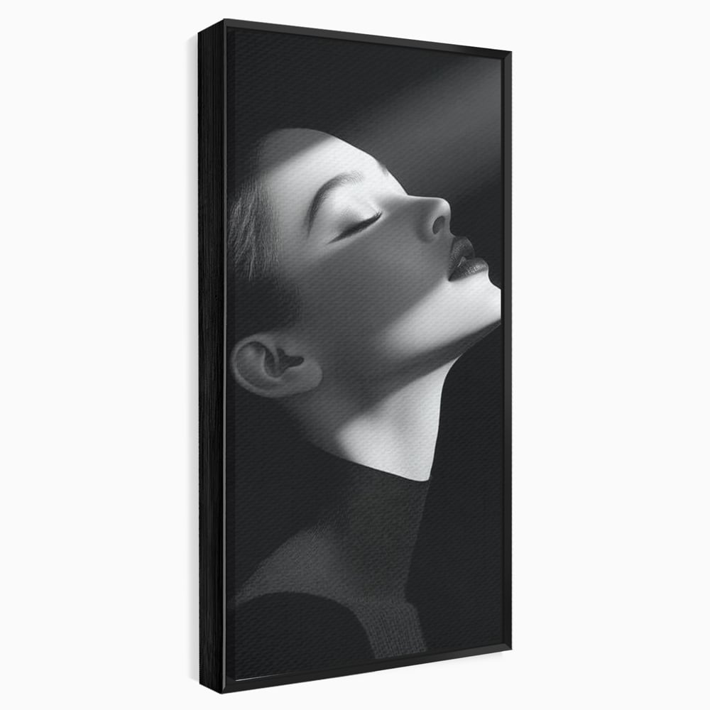 Tablou Canvas Premium, LuxCanva® G1195, Lumina Divina, Respiratie, Raza, Tacere, Femeie, Contemplare, Alb, Negru, Atemporal, Gratie, Light, Dorinta, Divin, Birou, Living, Dormitor