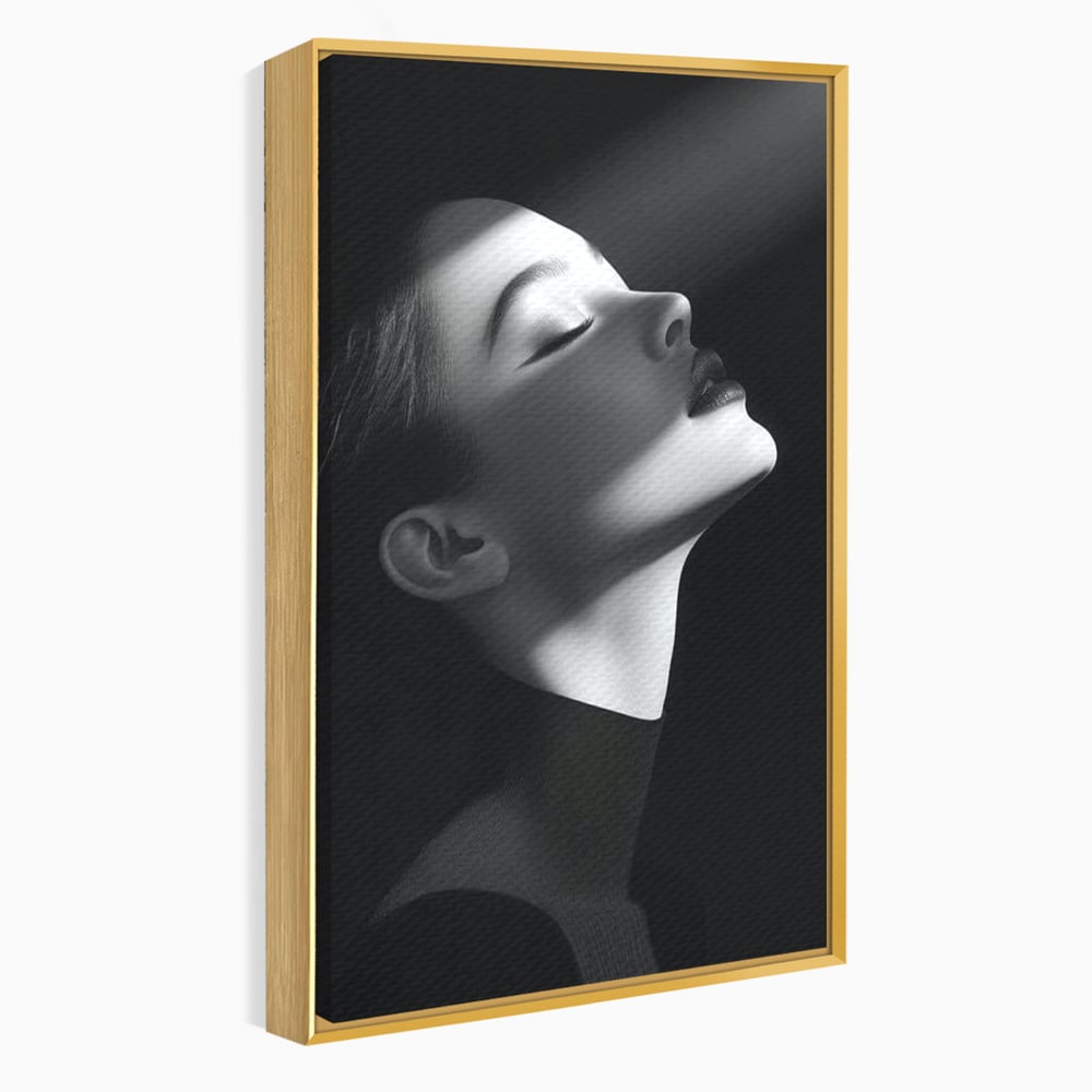 Tablou Canvas Premium, LuxCanva® G1195, Lumina Divina, Respiratie, Raza, Tacere, Femeie, Contemplare, Alb, Negru, Atemporal, Gratie, Light, Dorinta, Divin, Birou, Living, Dormitor