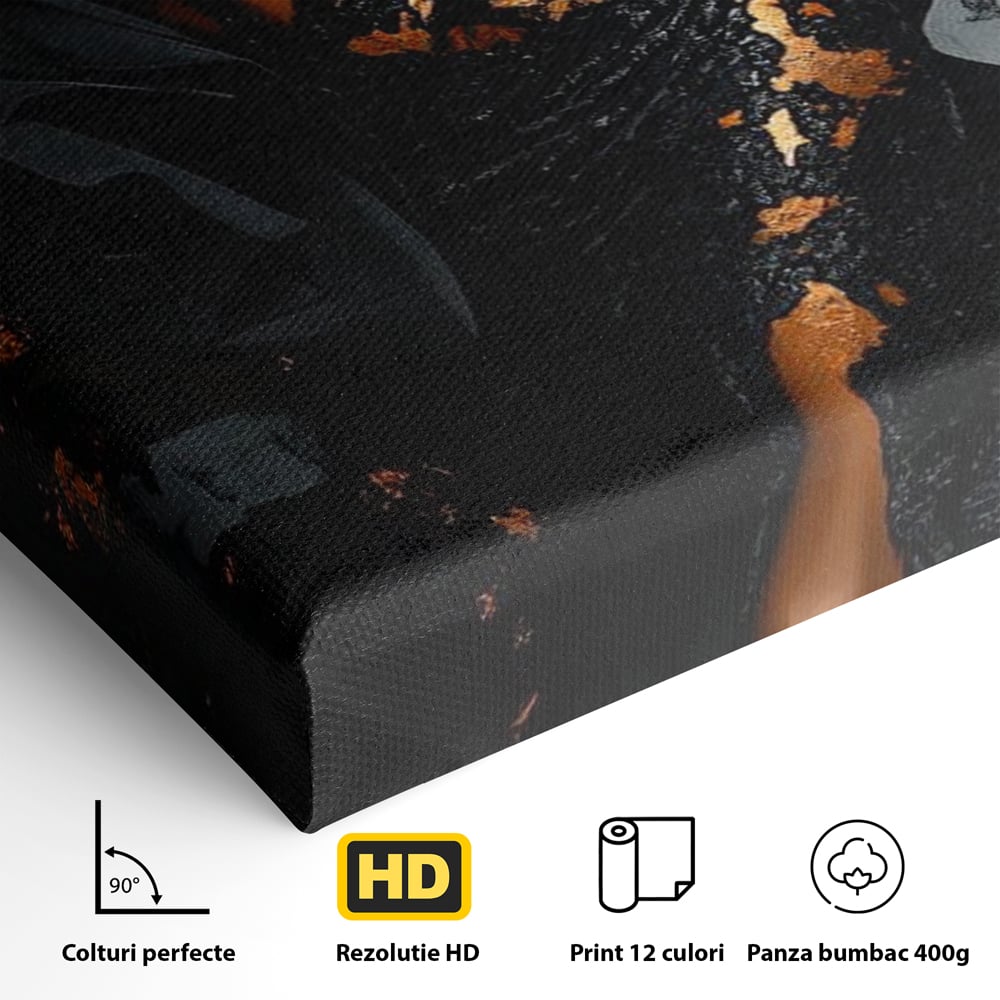 Tablou Canvas Premium, LuxCanva® G1196, Regina Couture, Eleganta, Flacara, Negru, Rochie, Noapte, Dans, Catifea, Incandescenta, Mitologie, Abis, Gratie, Vogue, Birou, Living, Dormitor