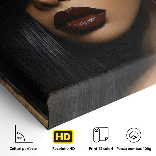 Tablou Canvas Premium, LuxCanva® G1197, Femeia Fatala, Glamour, Intunecat, Mister, Vizual, Seductie, Feminitate, Umbre, Teatral, Forta, Rafinament, Film, Aura, Birou, Living, Dormitor