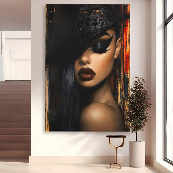 Tablou Canvas Premium, LuxCanva® G1197, Femeia Fatala, Glamour, Intunecat, Mister, Vizual, Seductie, Feminitate, Umbre, Teatral, Forta, Rafinament, Film, Aura, Birou, Living, Dormitor