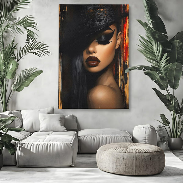 Tablou Canvas Premium, LuxCanva® G1197, Femeia Fatala, Glamour, Intunecat, Mister, Vizual, Seductie, Feminitate, Umbre, Teatral, Forta, Rafinament, Film, Aura, Birou, Living, Dormitor