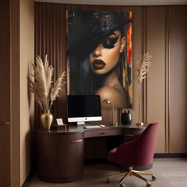 Tablou Canvas Premium, LuxCanva® G1197, Femeia Fatala, Glamour, Intunecat, Mister, Vizual, Seductie, Feminitate, Umbre, Teatral, Forta, Rafinament, Film, Aura, Birou, Living, Dormitor