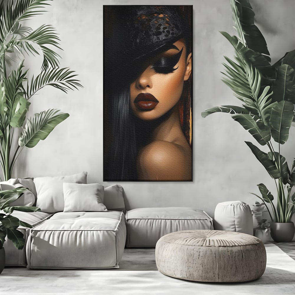 Tablou Canvas Premium, LuxCanva® G1197, Femeia Fatala, Glamour, Intunecat, Mister, Vizual, Seductie, Feminitate, Umbre, Teatral, Forta, Rafinament, Film, Aura, Birou, Living, Dormitor