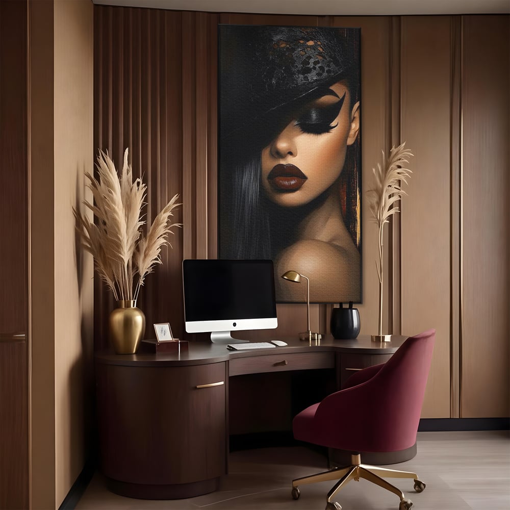 Tablou Canvas Premium, LuxCanva® G1197, Femeia Fatala, Glamour, Intunecat, Mister, Vizual, Seductie, Feminitate, Umbre, Teatral, Forta, Rafinament, Film, Aura, Birou, Living, Dormitor