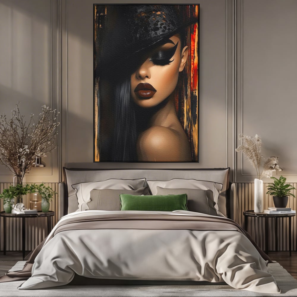 Tablou Canvas Premium, LuxCanva® G1197, Femeia Fatala, Glamour, Intunecat, Mister, Vizual, Seductie, Feminitate, Umbre, Teatral, Forta, Rafinament, Film, Aura, Birou, Living, Dormitor