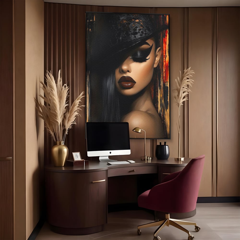 Tablou Canvas Premium, LuxCanva® G1197, Femeia Fatala, Glamour, Intunecat, Mister, Vizual, Seductie, Feminitate, Umbre, Teatral, Forta, Rafinament, Film, Aura, Birou, Living, Dormitor