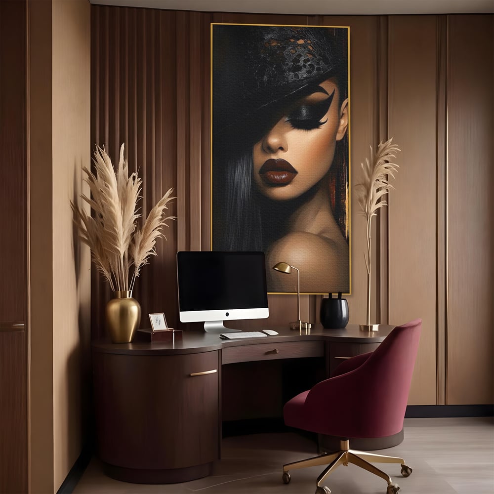 Tablou Canvas Premium, LuxCanva® G1197, Femeia Fatala, Glamour, Intunecat, Mister, Vizual, Seductie, Feminitate, Umbre, Teatral, Forta, Rafinament, Film, Aura, Birou, Living, Dormitor