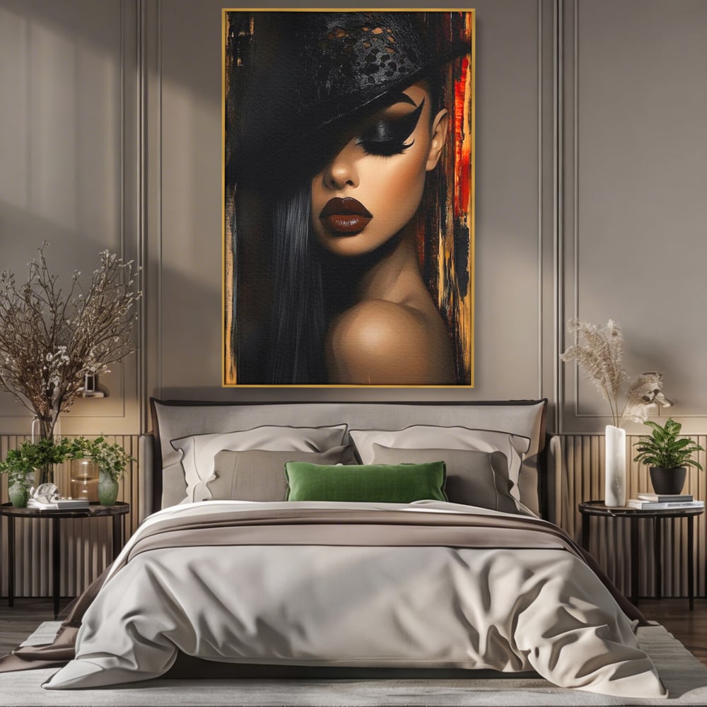Tablou Canvas Premium, LuxCanva® G1197, Femeia Fatala, Glamour, Intunecat, Mister, Vizual, Seductie, Feminitate, Umbre, Teatral, Forta, Rafinament, Film, Aura, Birou, Living, Dormitor