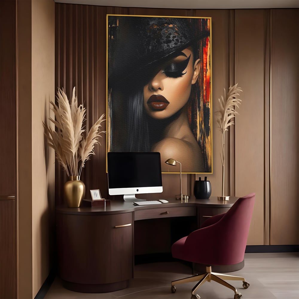 Tablou Canvas Premium, LuxCanva® G1197, Femeia Fatala, Glamour, Intunecat, Mister, Vizual, Seductie, Feminitate, Umbre, Teatral, Forta, Rafinament, Film, Aura, Birou, Living, Dormitor